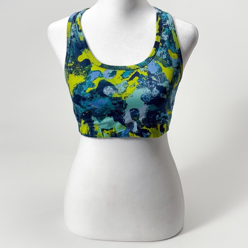 Head Sports Bra Women's Small Racerback Blue Green Abstract Print Unlined